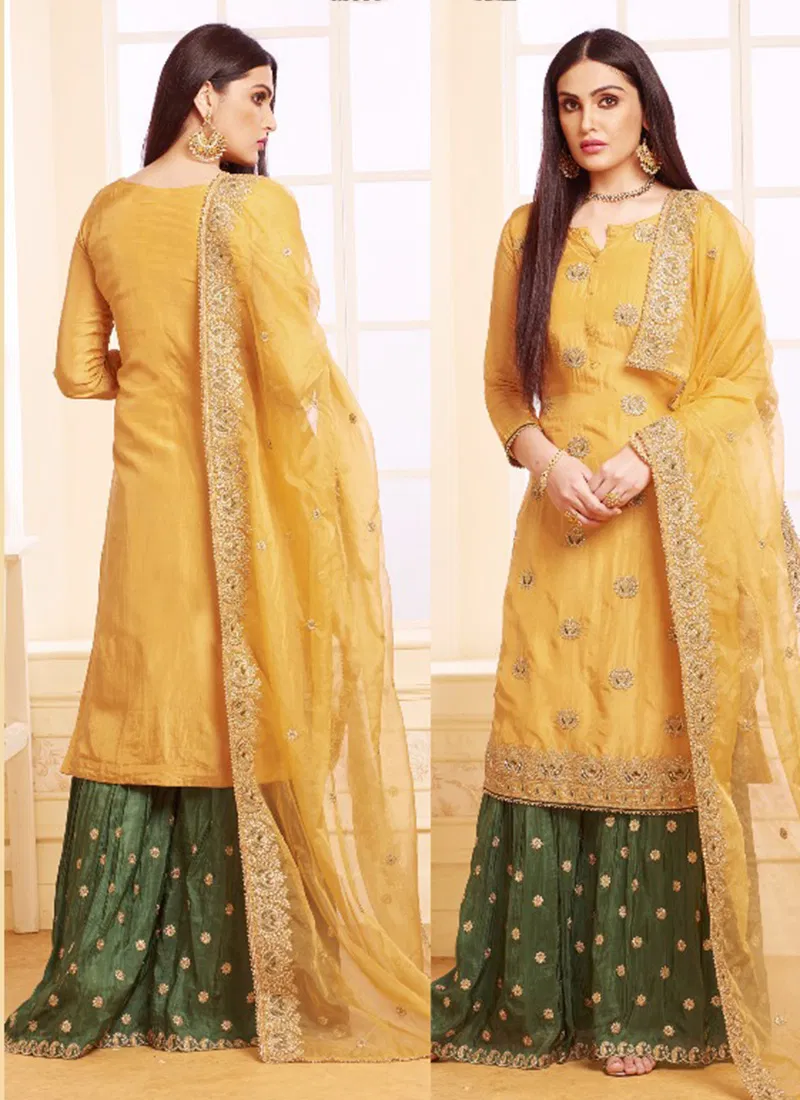 Your Choice Upada Silk Wedding Party Wear Embroidered Shara Suit Collction with Organza Dupatta 3029-3032